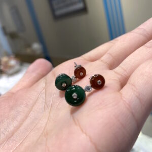 甜甜圈翡翠耳針式耳環